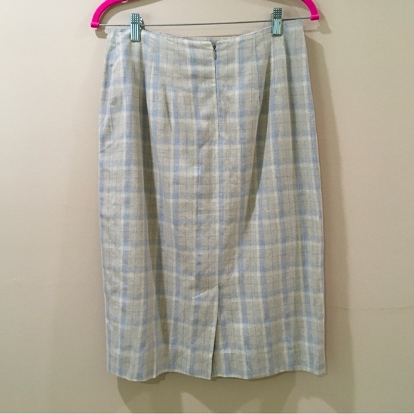 Talbots wrap skirt plaid grey linen blend grey Vtg 80s size 12 - Picture 9 of 9
